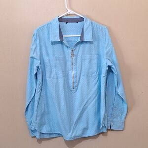 Tommy Hilfiger Polka Dot Long Sleeve Zippered Top